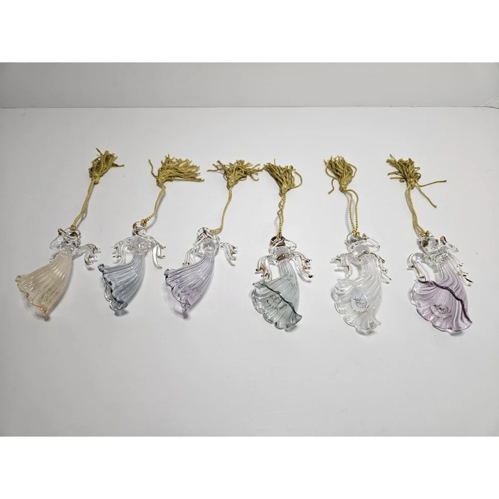 Lenox Blown Glass Angel Ornaments Assorted Colors Set of 6 Praying Crystal 3